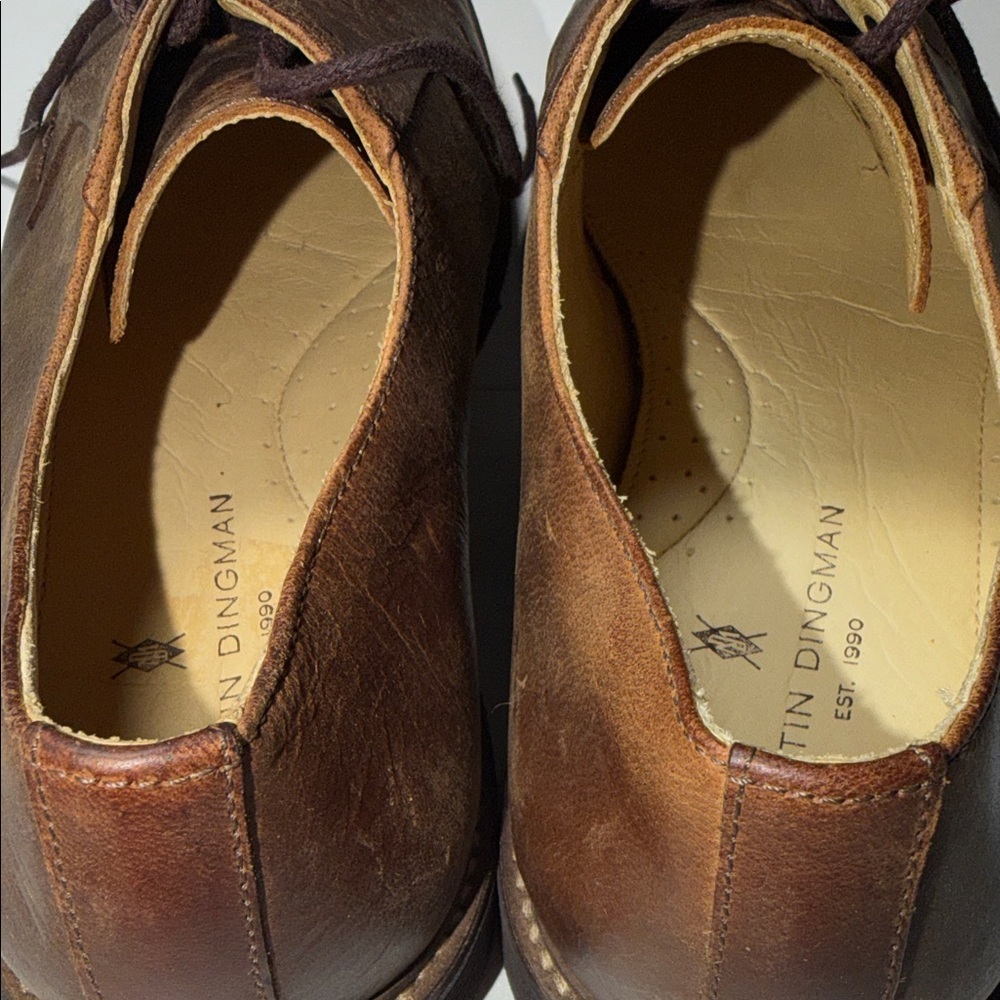 Martin Dingman Like New Men’s Brown Leather Derby Shoes Style 300380 Sz 9 1/2M - Picture 3 of 10